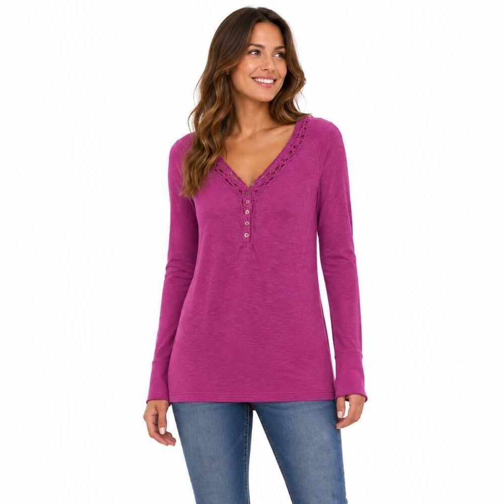 Maurice’s Purple Crochet Henley Tunic Top M